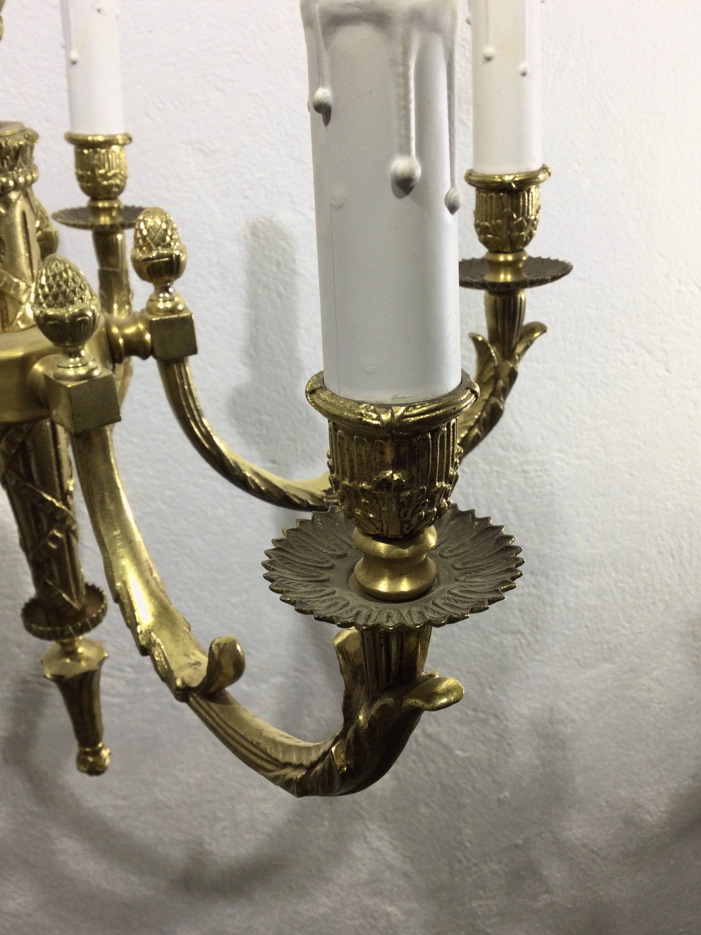 Louis XVI Bronze Chandelier 5 Lights