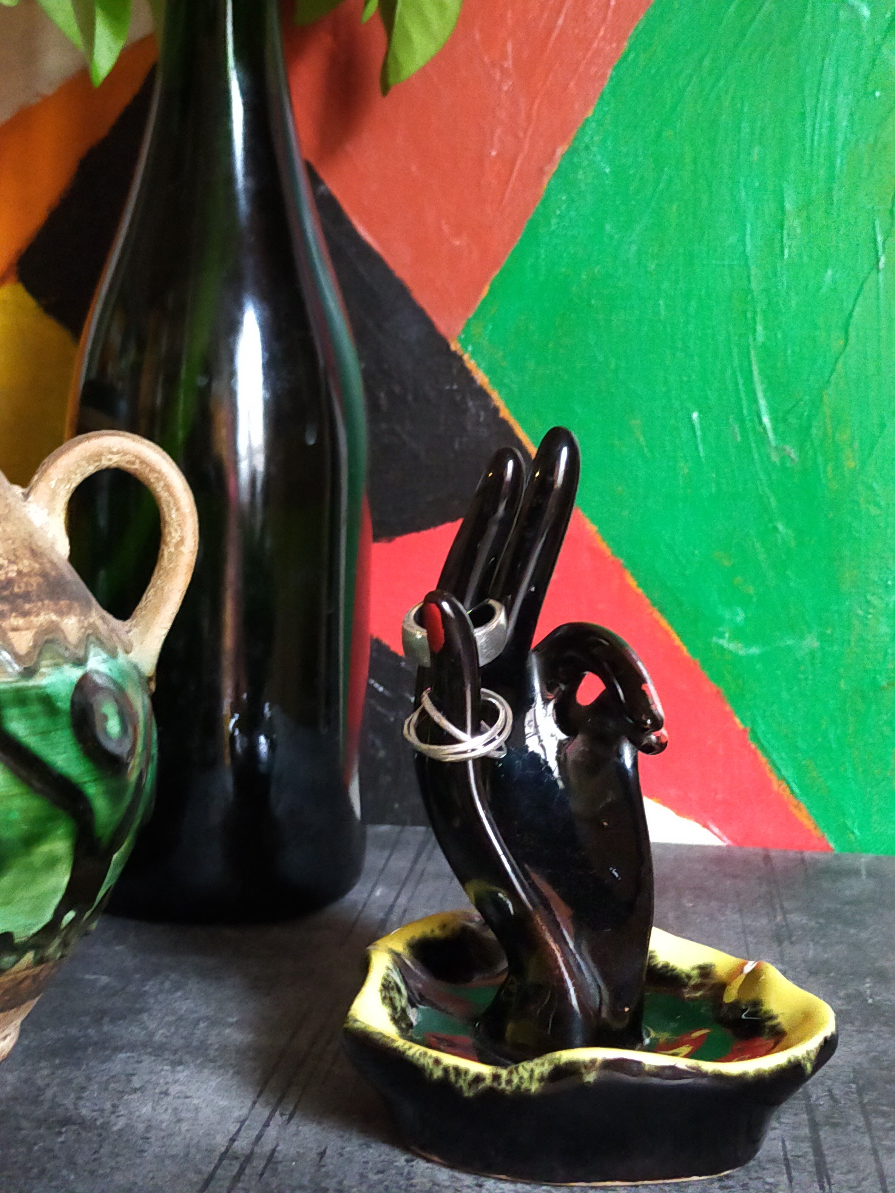 Hand ceramic baguier by Luc Vallauris 1950s