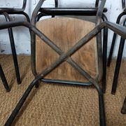 8 canteen chairs, yellow, blue, and red Formica with metal tubing from the 1950s-60s.