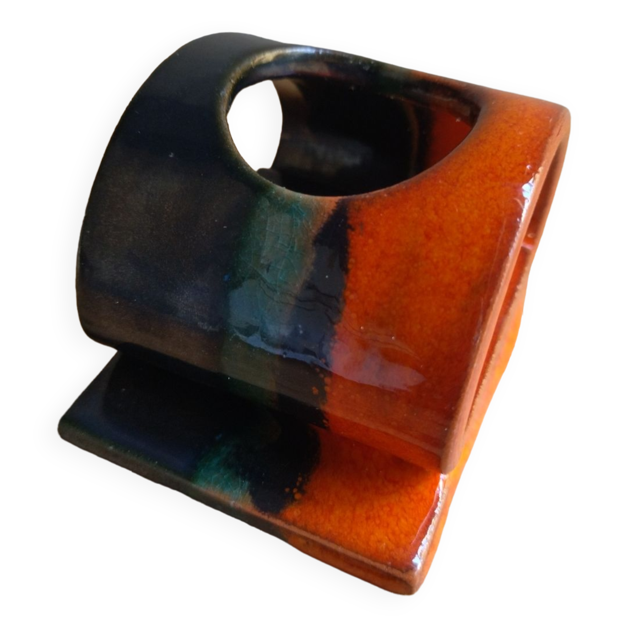 Signed ceramic candle holder