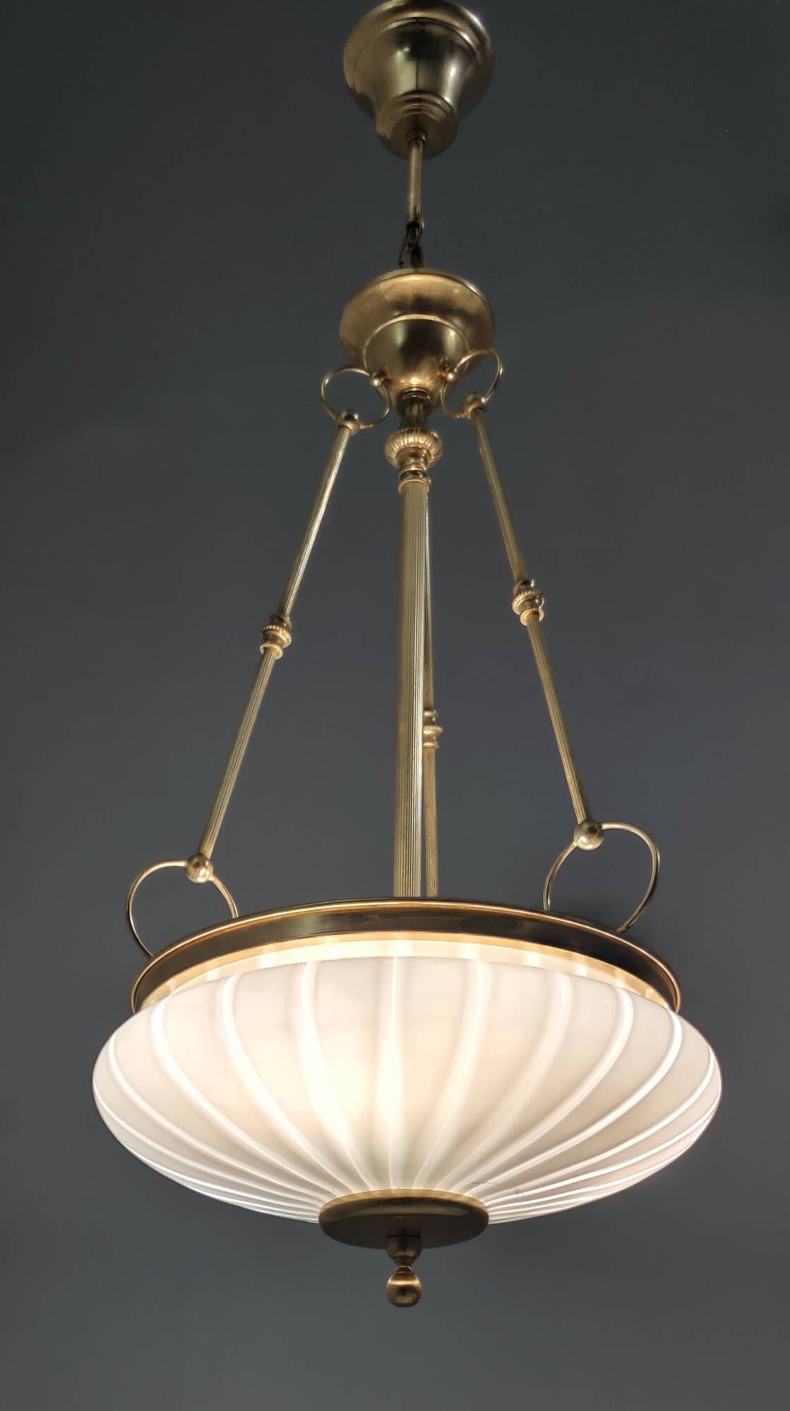 Vintage Murano Glass and Brass Ceiling Light in Neoclassical Style, Italy