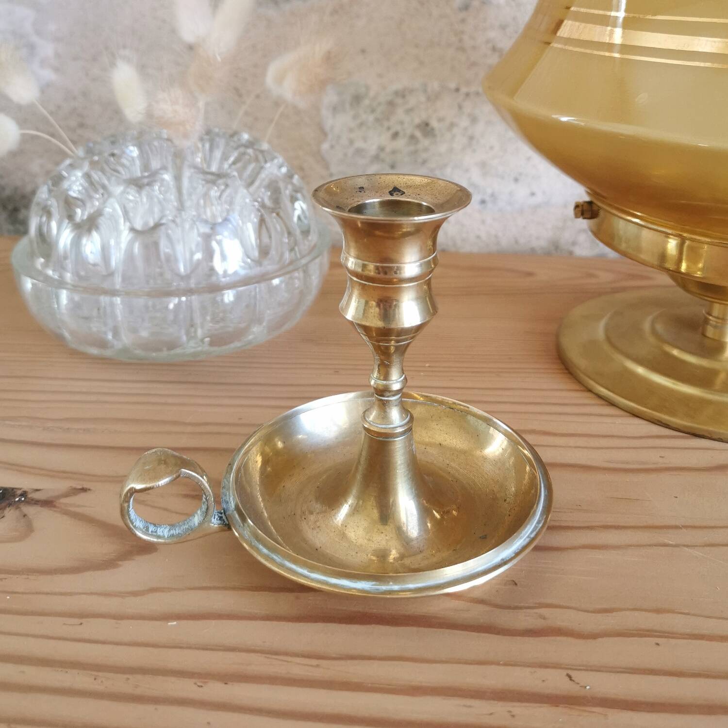 Vintage candle holder, brass cellar rat