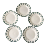 Set of 5 flat plates Terre de Fer Saint-Amand late nineteenth