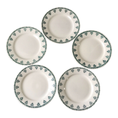 Set of 5 flat plates Terre de Fer Saint-Amand late nineteenth