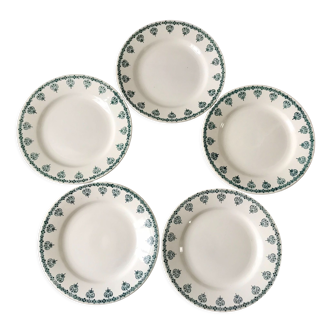 Lot de 5 assiettes plates Terre de Fer Saint-Amand fin XIXème