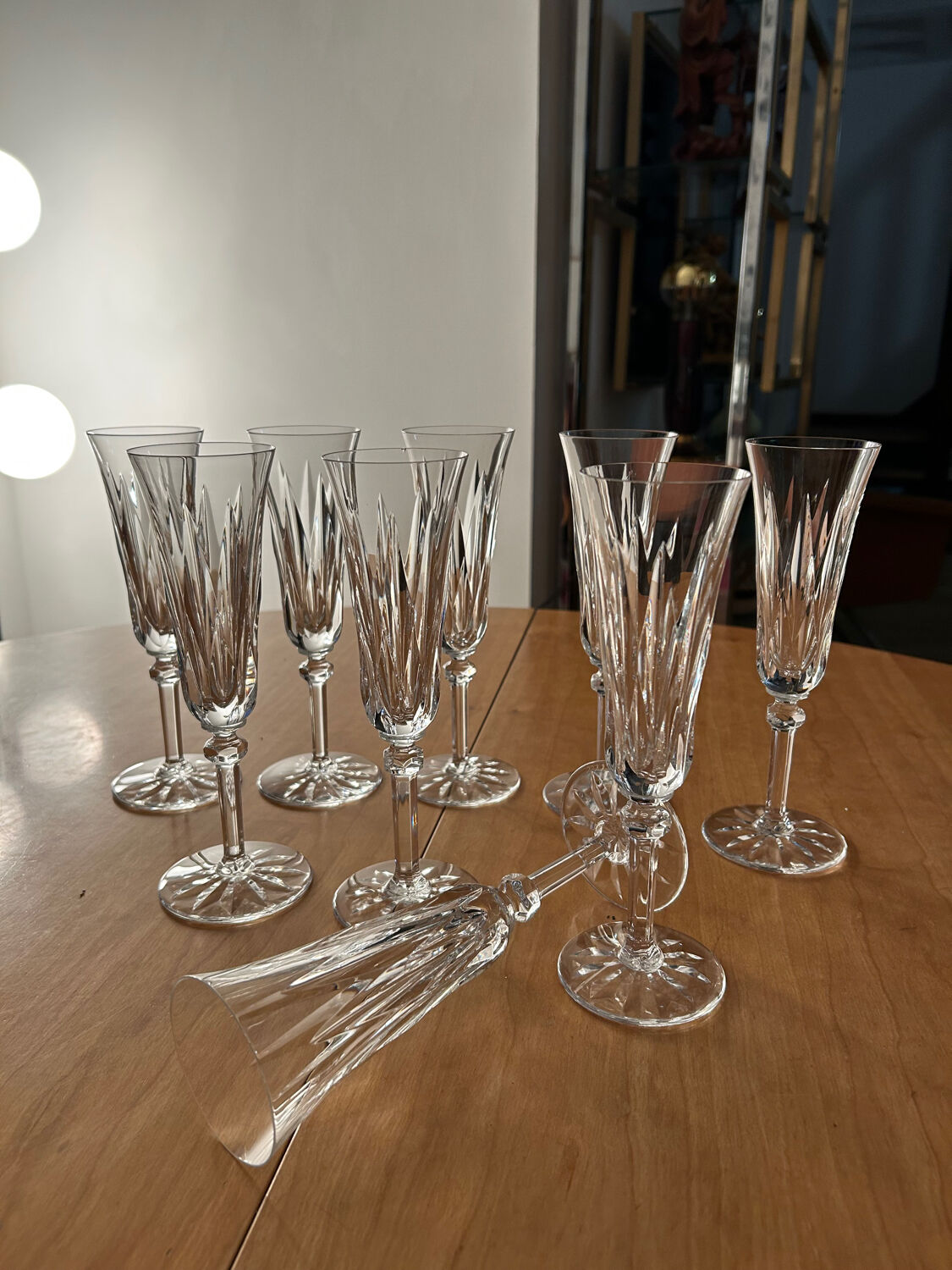 9 Saint Louis cut crystal champagne flutes
