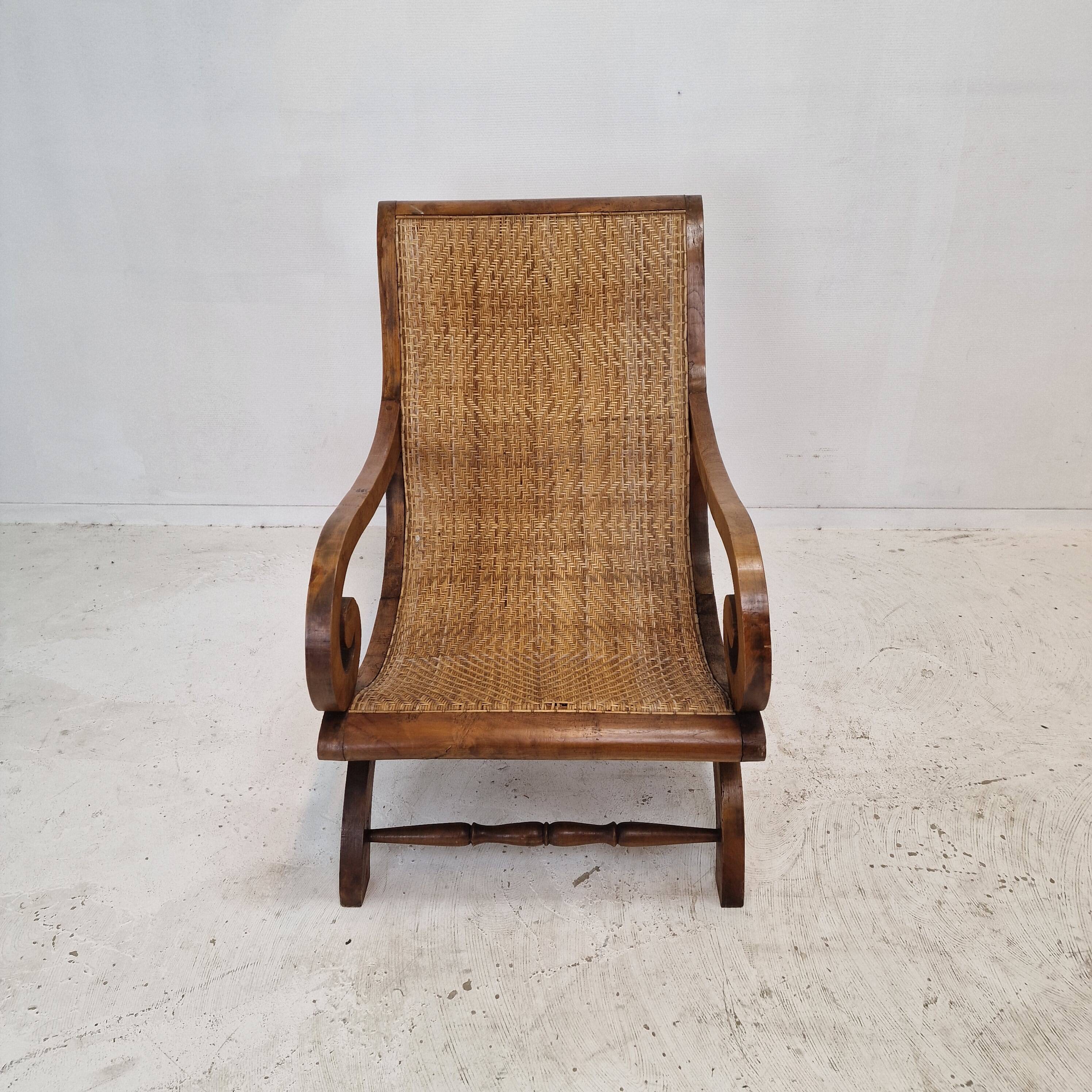 Colonial Style Carved Caned Plantation Chair