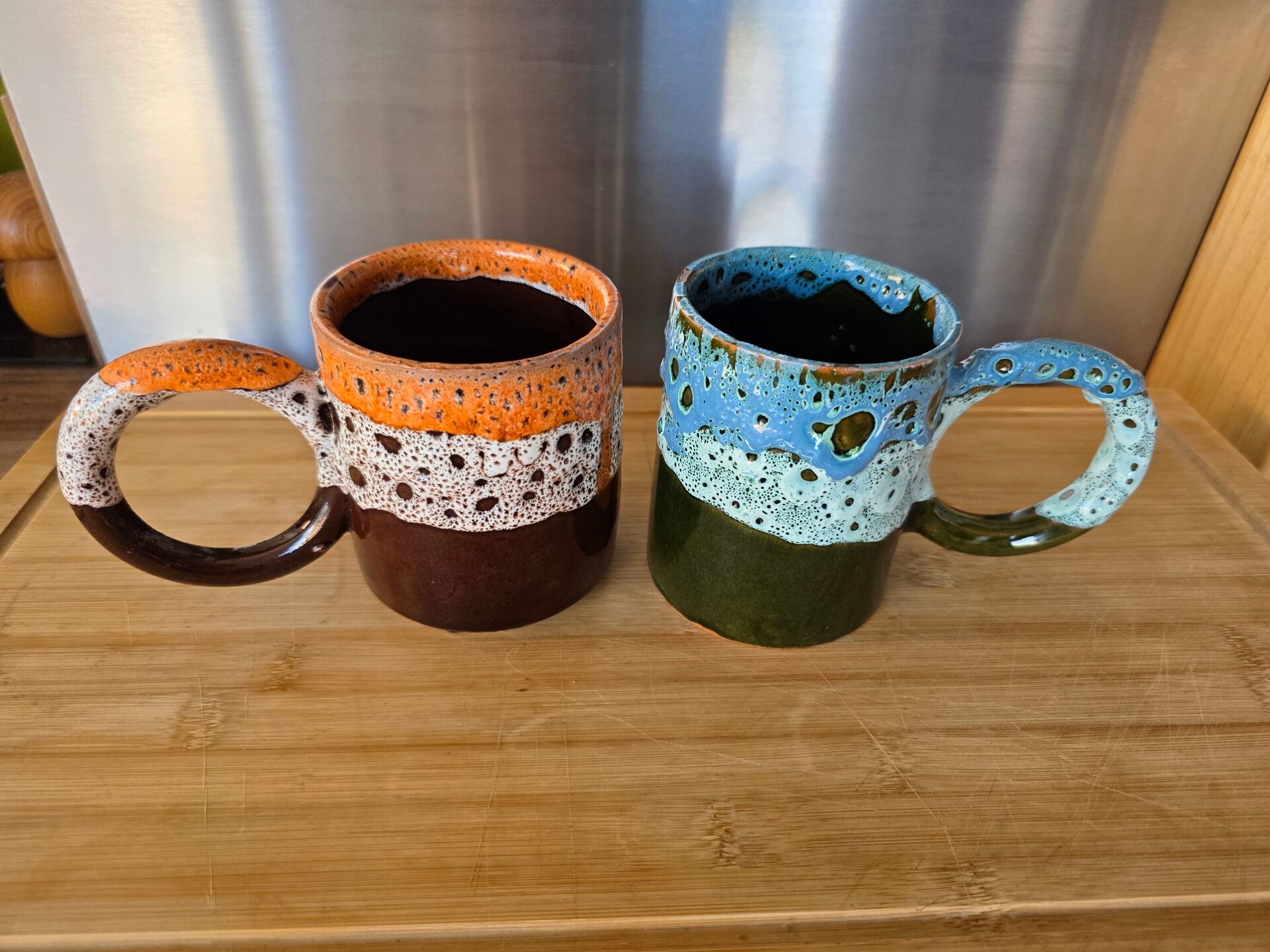 Duo de mugs artisanaux style "Fat Lava" / Vallauris