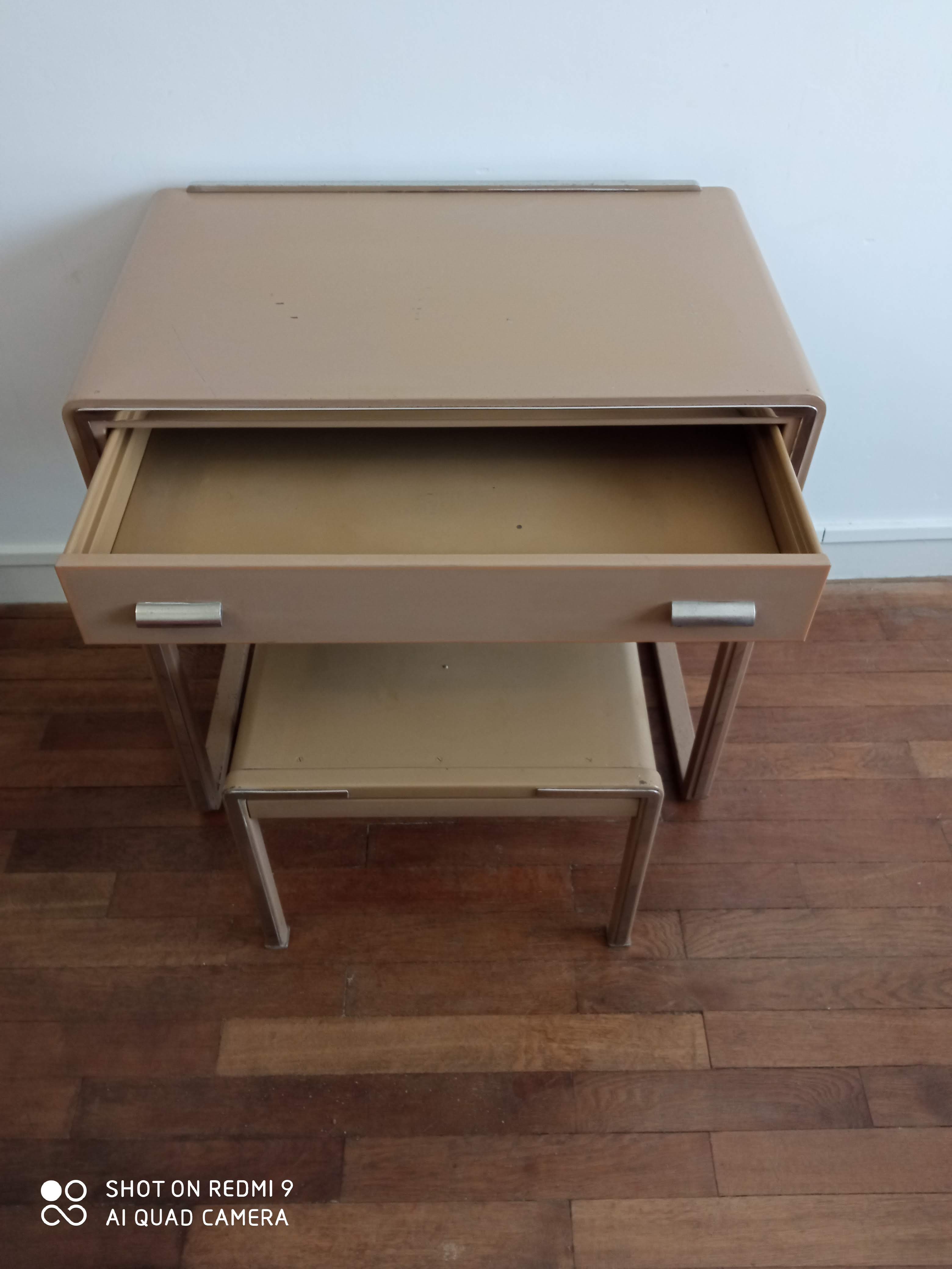 Vintage metal desk/ hairdresser and stool