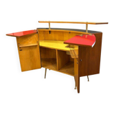 Curved colourful vintage bar furniture / cabinet / counter: foldable
