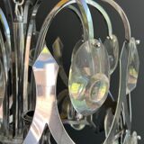 Lustre design en chrome et cristaux de Angelo Gaetano Sciolari. Vers 1970