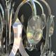 Lustre design en chrome et cristaux de Angelo Gaetano Sciolari. Vers 1970