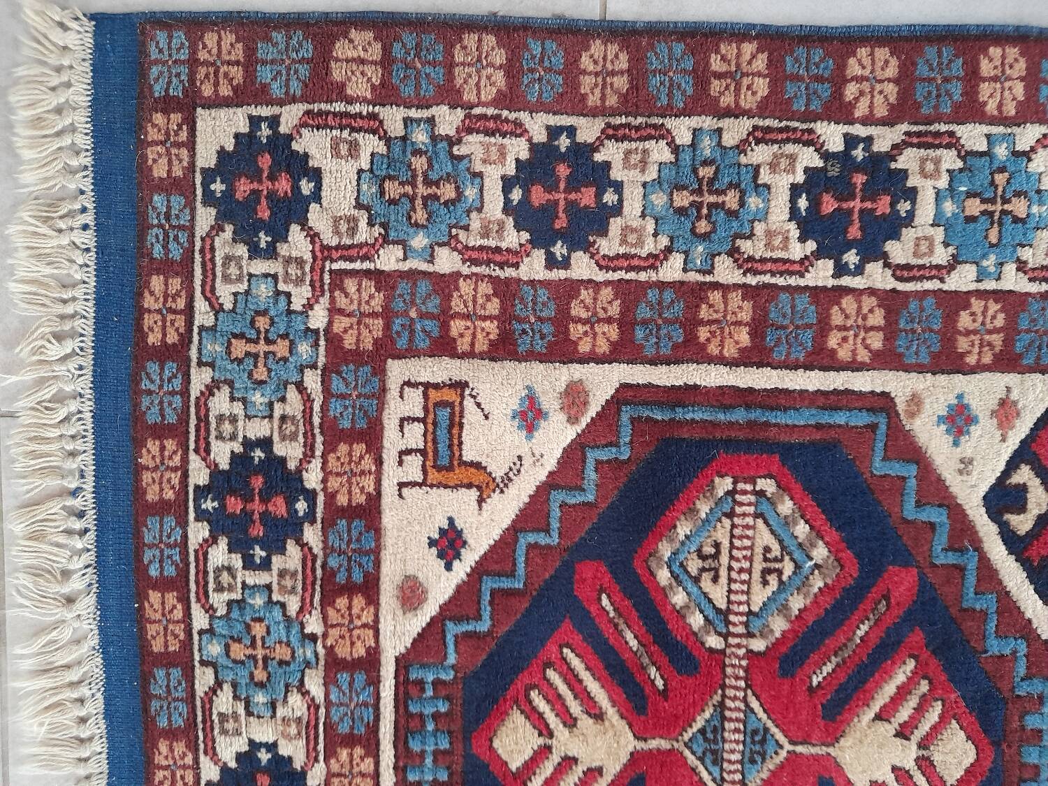 Caucasian Shirvan rug 107 x 205 cm pure wool