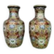 Pair of Chinese bronze vases decorated with cloisonné enamel.