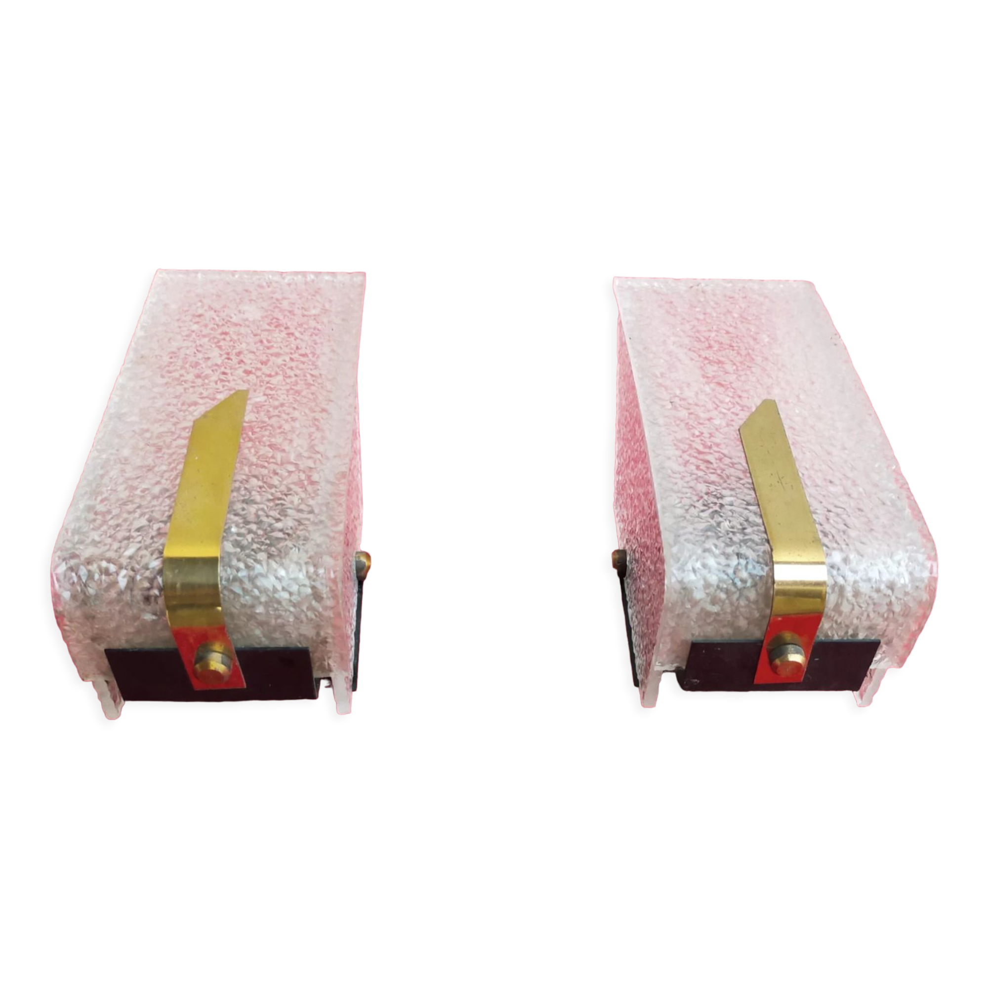 Vintage wall lamps in plexiglass and brass