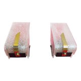 Vintage wall lamps in plexiglass and brass