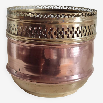 Copper and brass lace plant pot