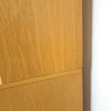 Tall LP display cabinet with glass doors and magazine shelf from Sweden