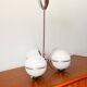 Suspension with 3 lights in opaline and chrome, Art Deco, 1940.