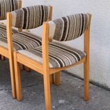 Suite of 4 chairs self beech brass and wool 1960