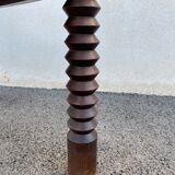 Vintage armchair in straw and brutalist wood