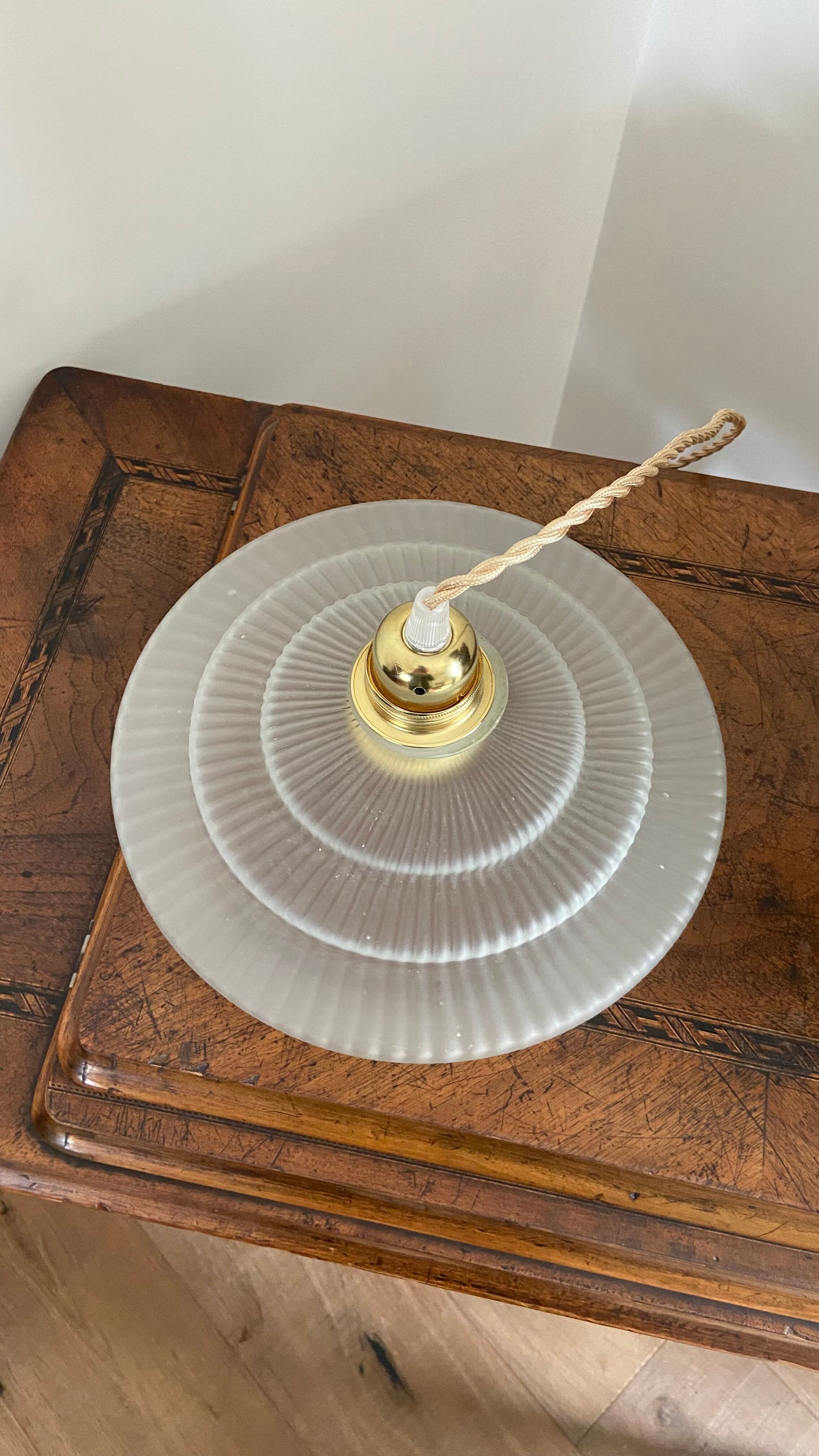 Vintage frosted glass pendant lamp