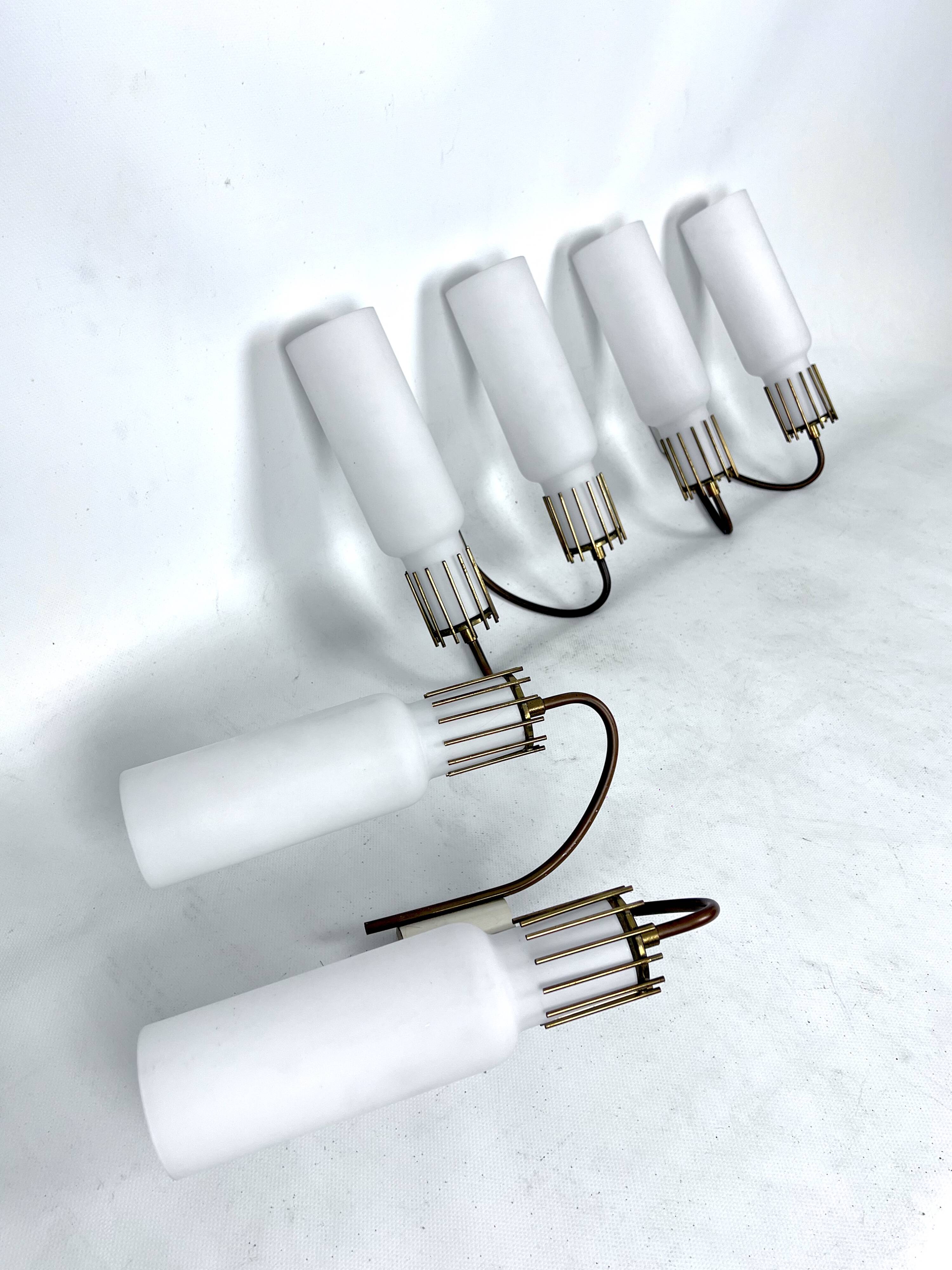 Mid-Century Modern set of three sconces in Arredoluce style. Italy 1950s