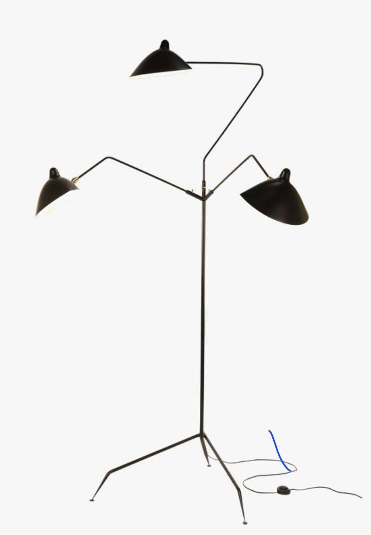 Three-arm floor lamp Editions Serge Mouille