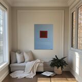 Minimalist canvas painting "Silent blue" 73x54cm