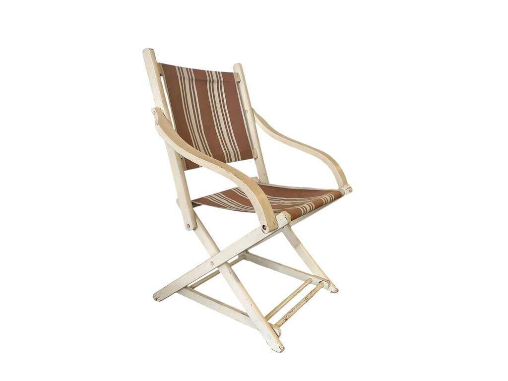 Chaise de plage/camping pliante vintage en bois