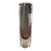 Vase Vintage En Verre Murano Sommerso Goutte Gris Fumé Transparent Années 6