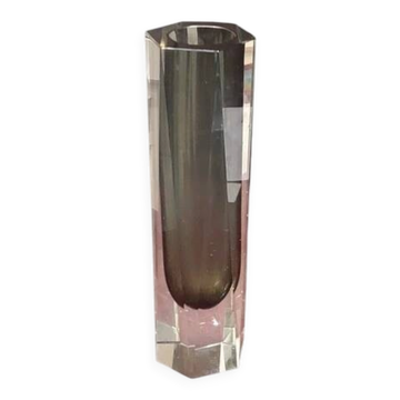 Vase vintage en verre Murano sommerso goutte gris fumé transparent années 60