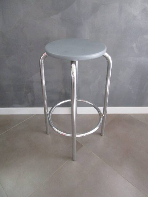 Vintage bar stool - chrome metal and wood