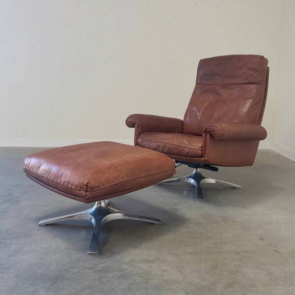 Vintage De Sede DS31 lounge chair with ottoman, 1970s