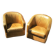 Paire de Fauteuils cuir vers 1980