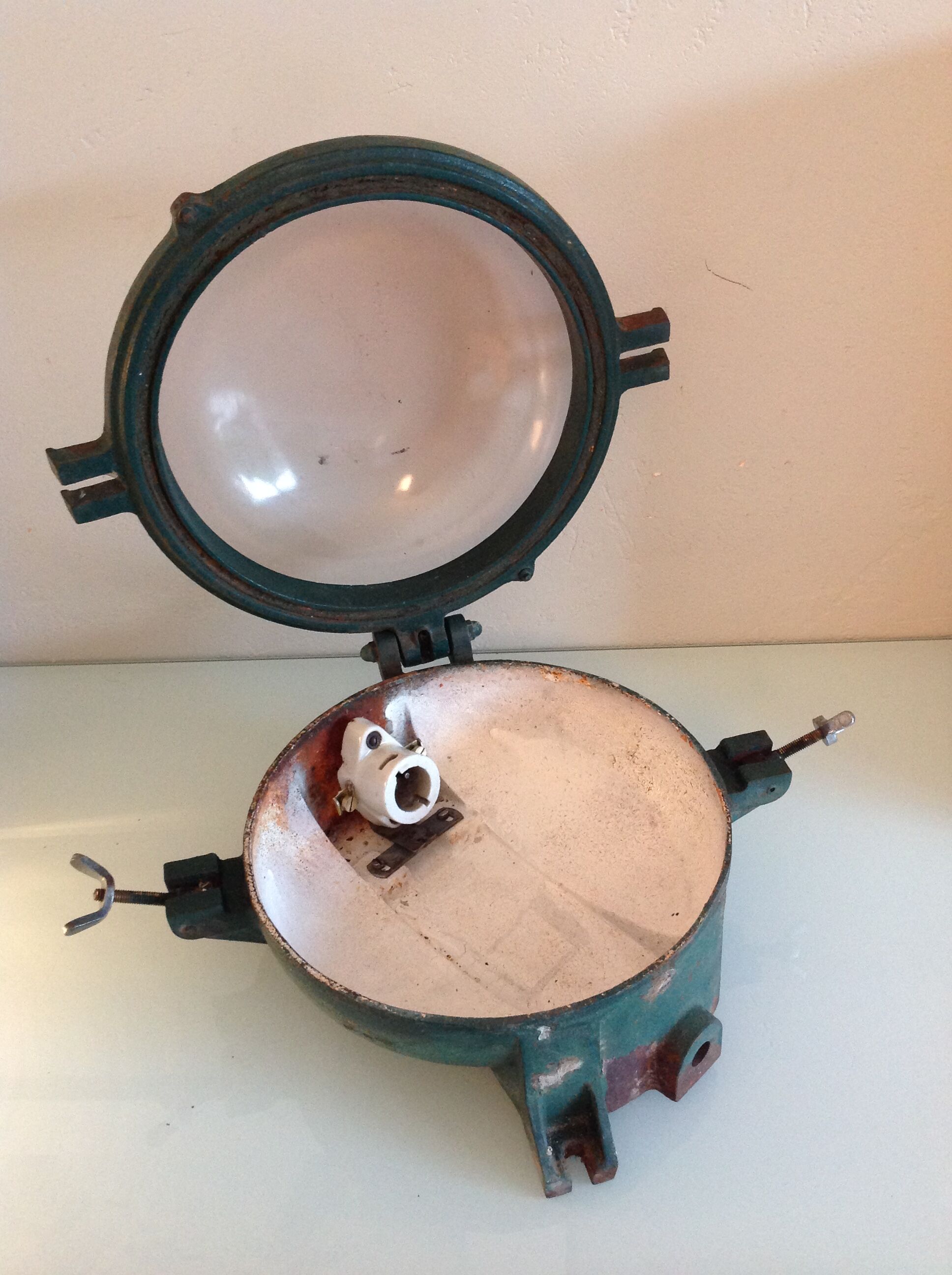 Ceiling lamp porthole cast iron industrial style / vintage 50s-60s
