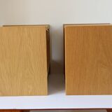 2 Scandinavian wall-mounted bedside tables with drawers, oak, 1960