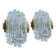 Pair of vintage wall lamps, glass and bronze gilded with fine gold