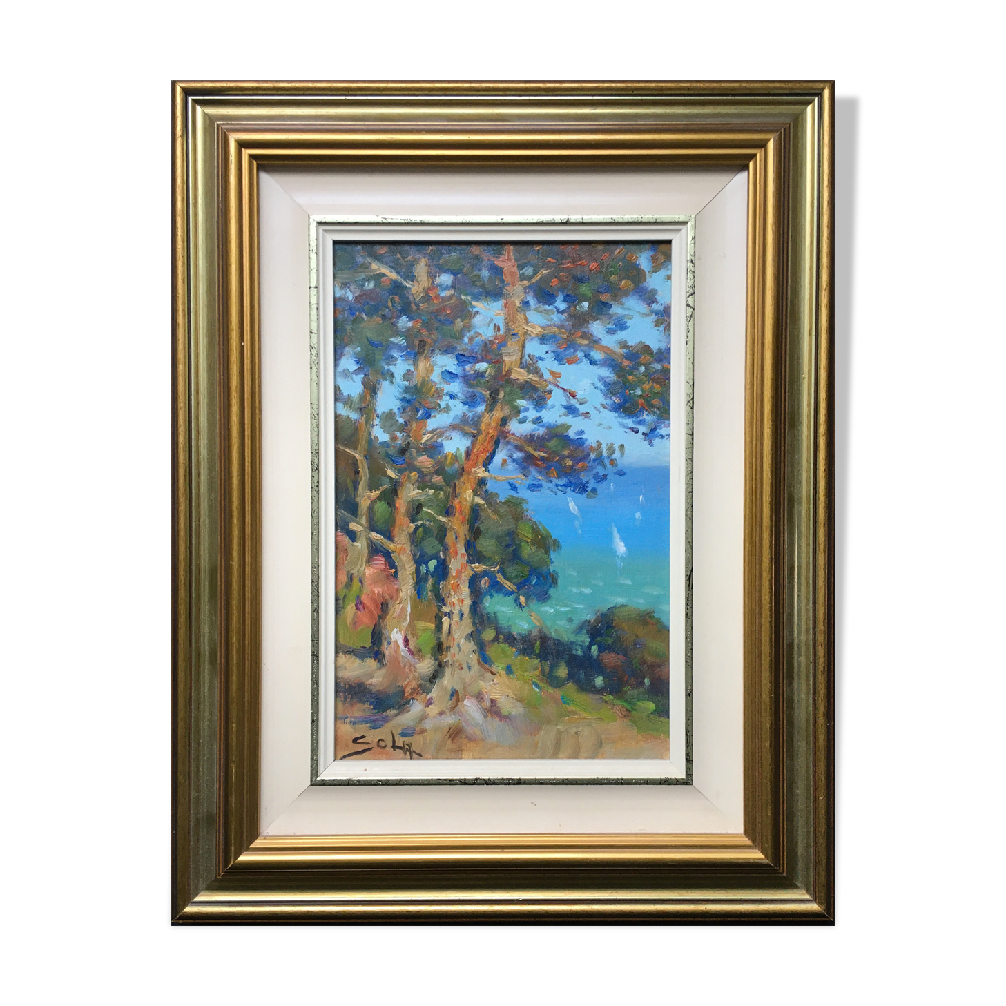 Table by Louis Sola (1928-2011) Marine seaside to pines