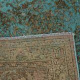 Handmade Oriental Decorative 1980s 243 cm x 350 cm Turquoise Wool Carpet
