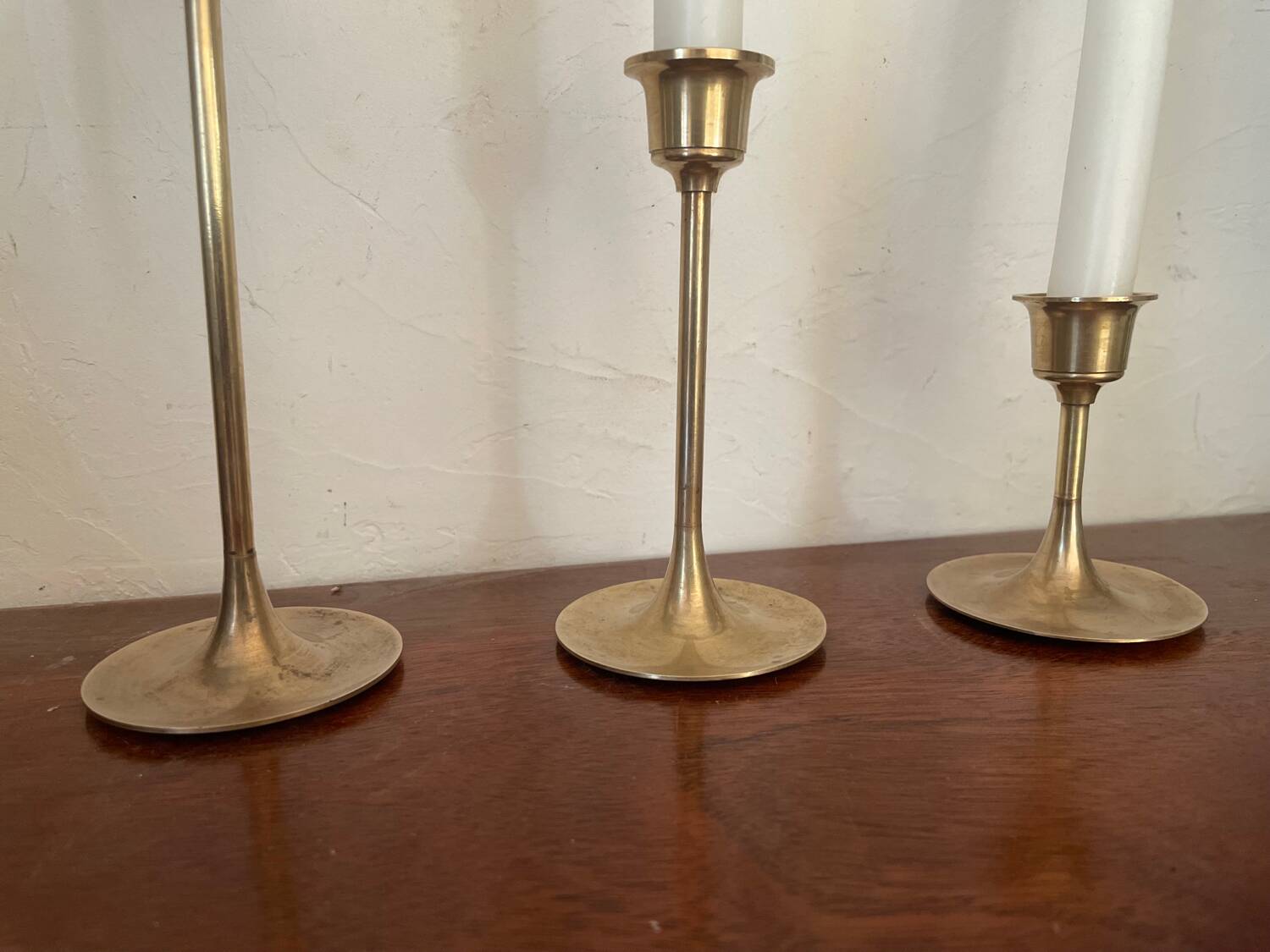 Scandinavian vintage brass candle holders