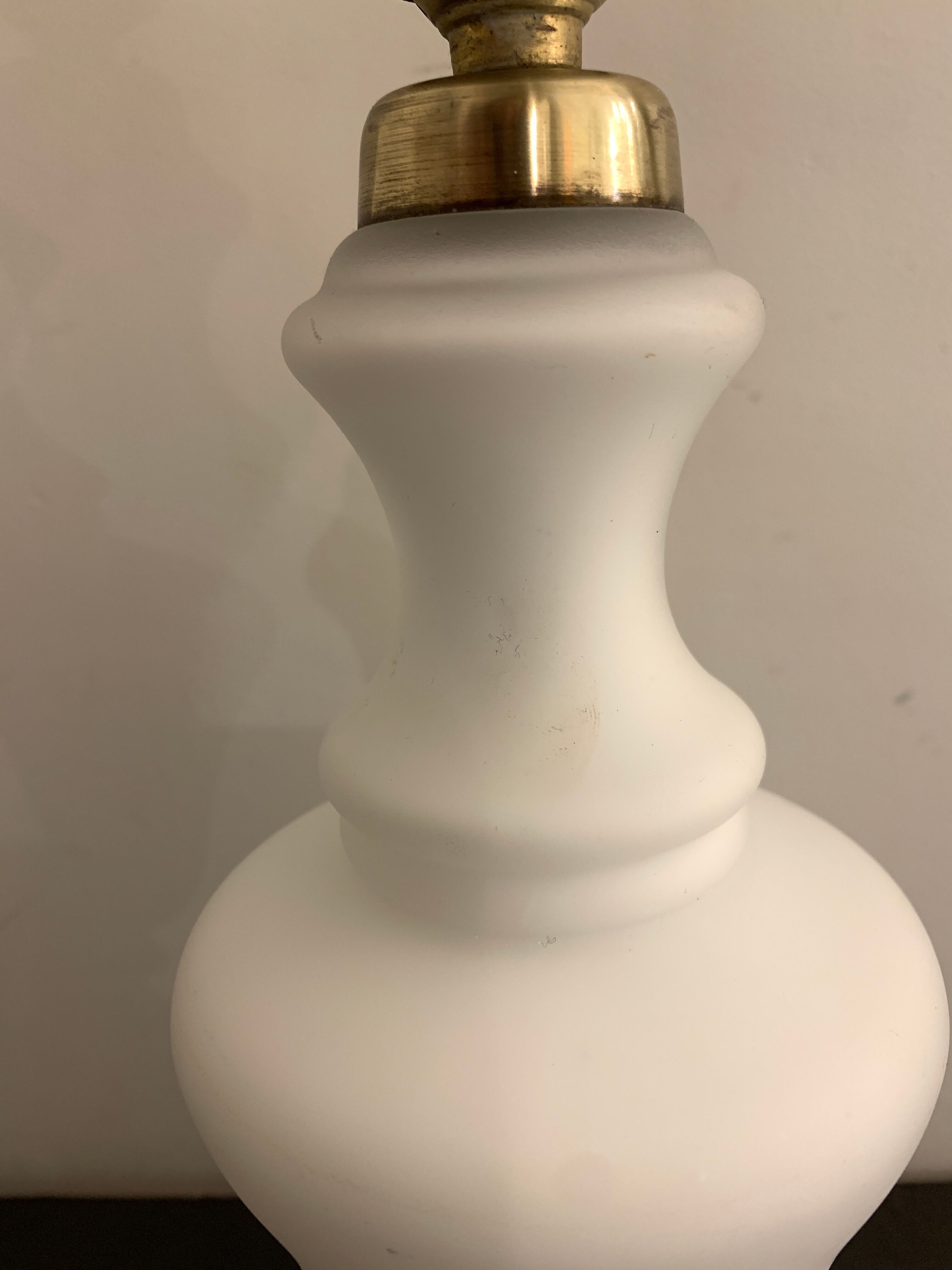Lamp foot in Opaline de Sèvres and brass, 1950