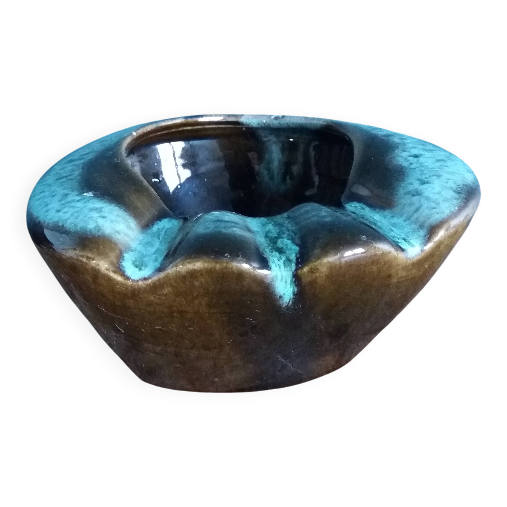 Cendrier en céramique flammée style Vallauris ou West Germany