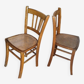Paire de chaises bistrot Luterma assise cannée