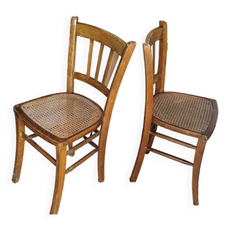 Paire de chaises bistrot Luterma assise cannée