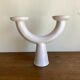 Brutalist candle holder made of white chamotte clay, 1980.