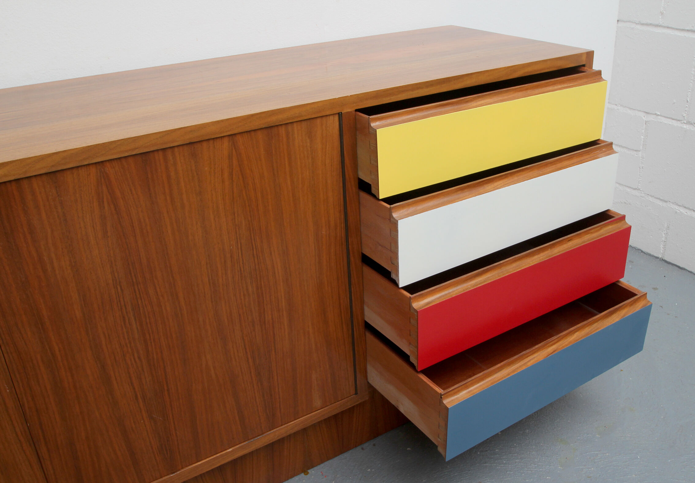 1960s sideboard with colored drawers