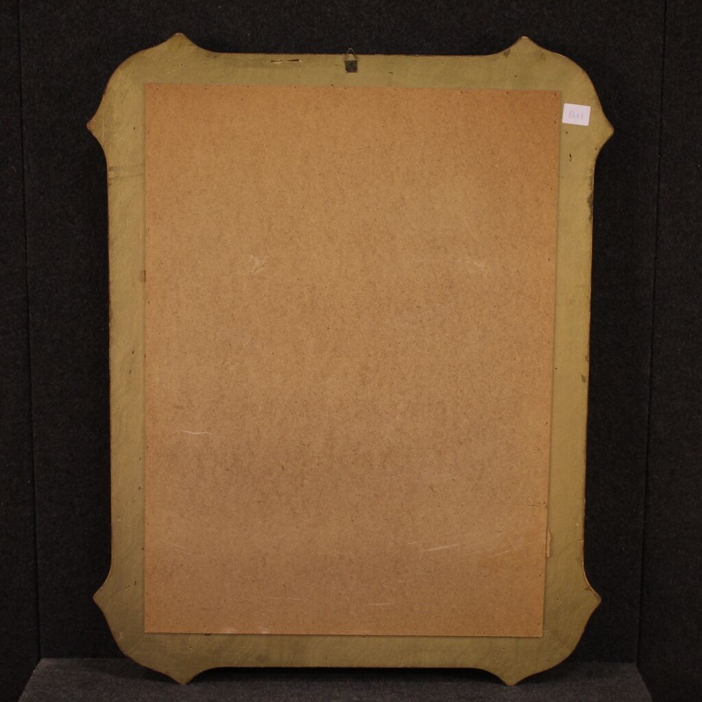 Miroir laqué, doré et peint italien - 93x73cm