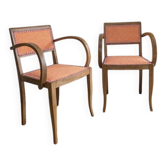 Paire de fauteuils vintage restaurés – tissu haut de gamme élitis