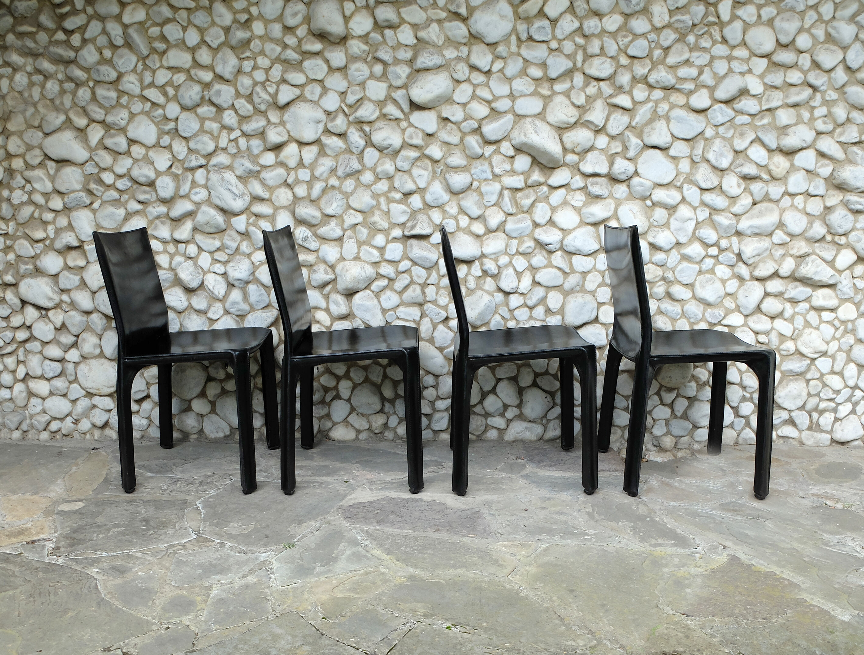 Vintage CAB 412 chairs, Mario Bellini design for Cassina, set of 4